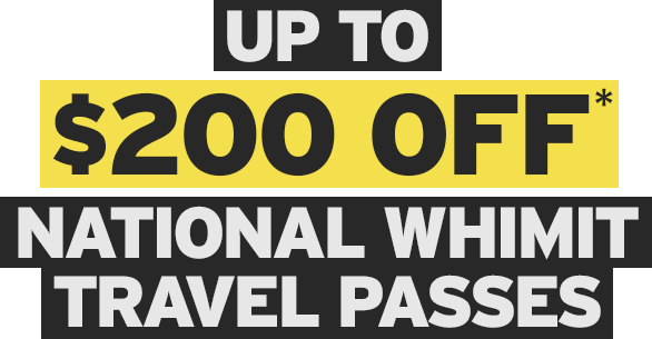 Get up to $200 off all Whimit Travel Passes