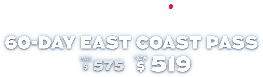 $56 OFF 60-Day East Coast Whimit Pass